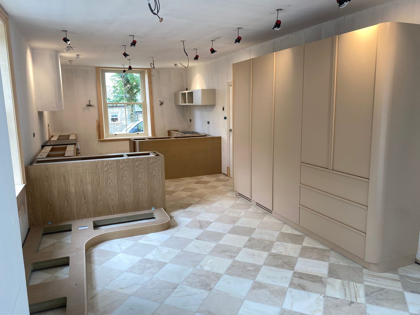 Bespoke joinery installation in progress, fitted by Aretis Bespoke